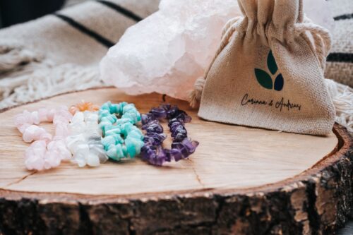 Armband Amethyst, Mondstein, Rosenquarz, Amazonit, Spiritueller Schmuck