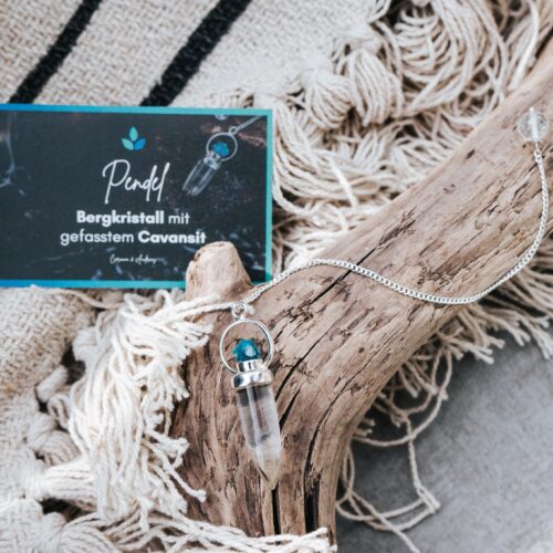 Bergkristall-Pendel mit gefasstem Cavansit